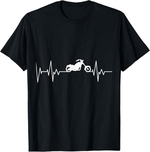 Chopper Motorcycle Biker Heartbeat Motorcyclist Biker T-Shirt - T-Shirt | Black