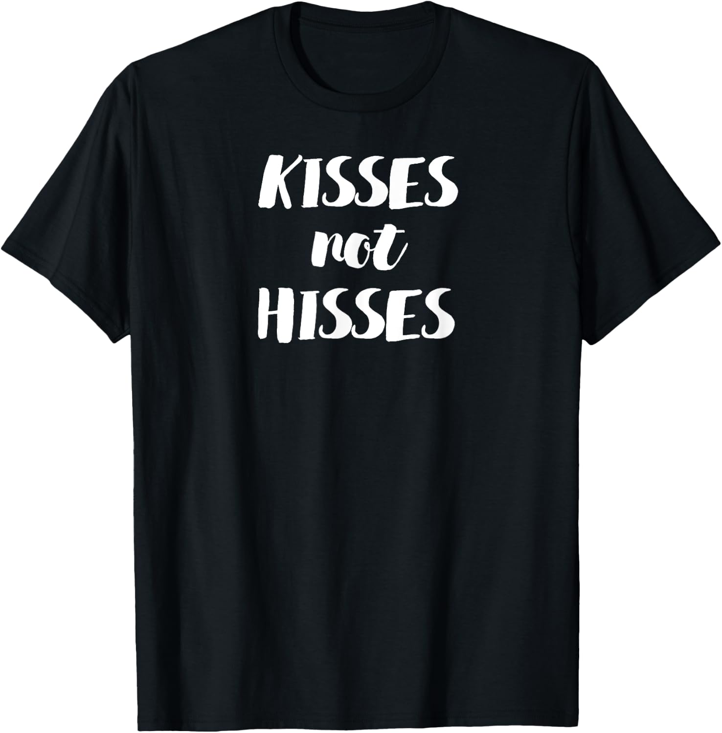 Kisses Not Hisses Kitten Owner or Funny Cat Lover T-Shirt - T-Shirt | Black