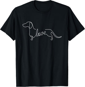 Dachshund Chiweenie Wiener Dog Love Sketch Art Dog Women Girls Kids T-Shirt - T-Shirt | Black