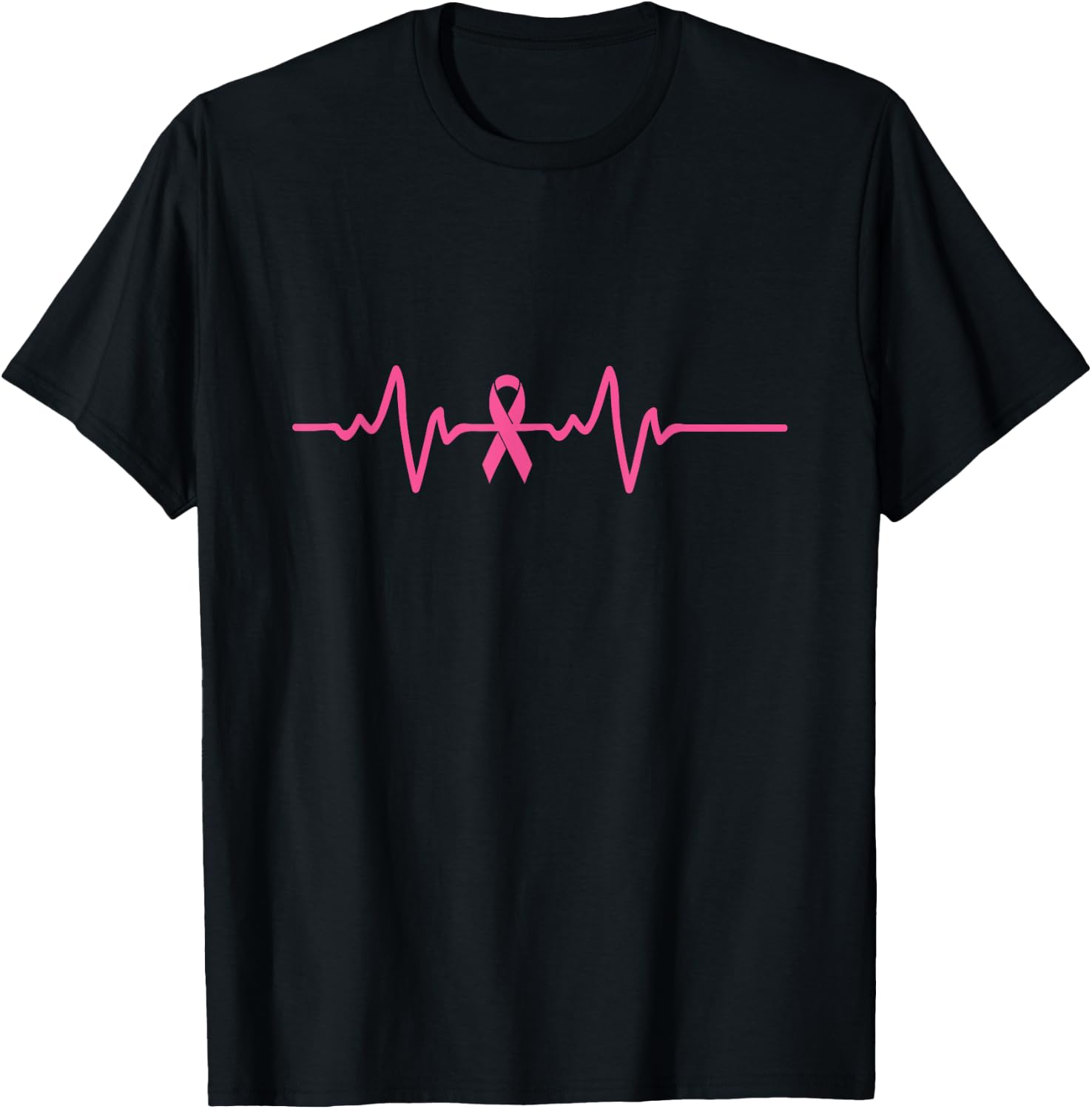 Breast Cancer Awareness Heartbeat Pink Ribbon Gifts T-Shirt - T-Shirt | Black