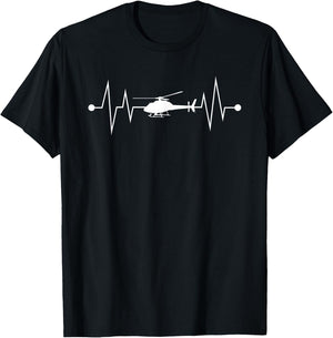 Helicopter Heartbeat Funny EKG Pilots And Aviation Gift Men T-Shirt - T-Shirt | Black