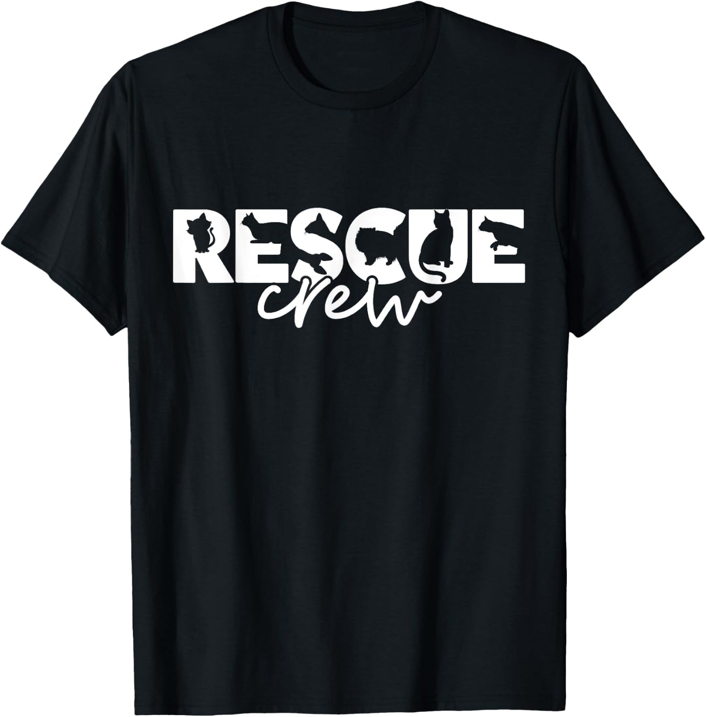 Cat Rescue Crew Shirt Kitten Lovers Adoption Foster Pet Team Men Women Girls Kids T-Shirt - T-Shirt | Black
