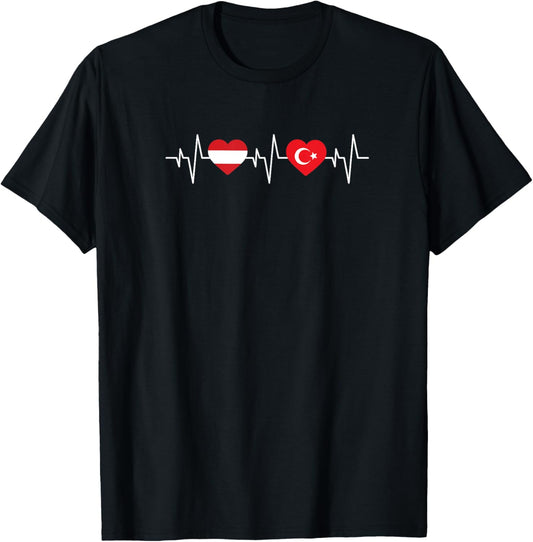 Österreichische Flagge Türkische Flagge Österreich Türkei T-Shirt - T-Shirt | Black