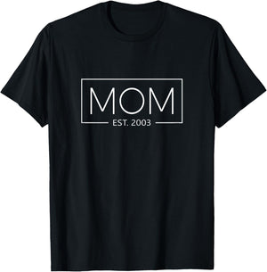 Mom 2003 Mother Since 2003 Mom Est 2003 T-Shirt - T-Shirt | Black