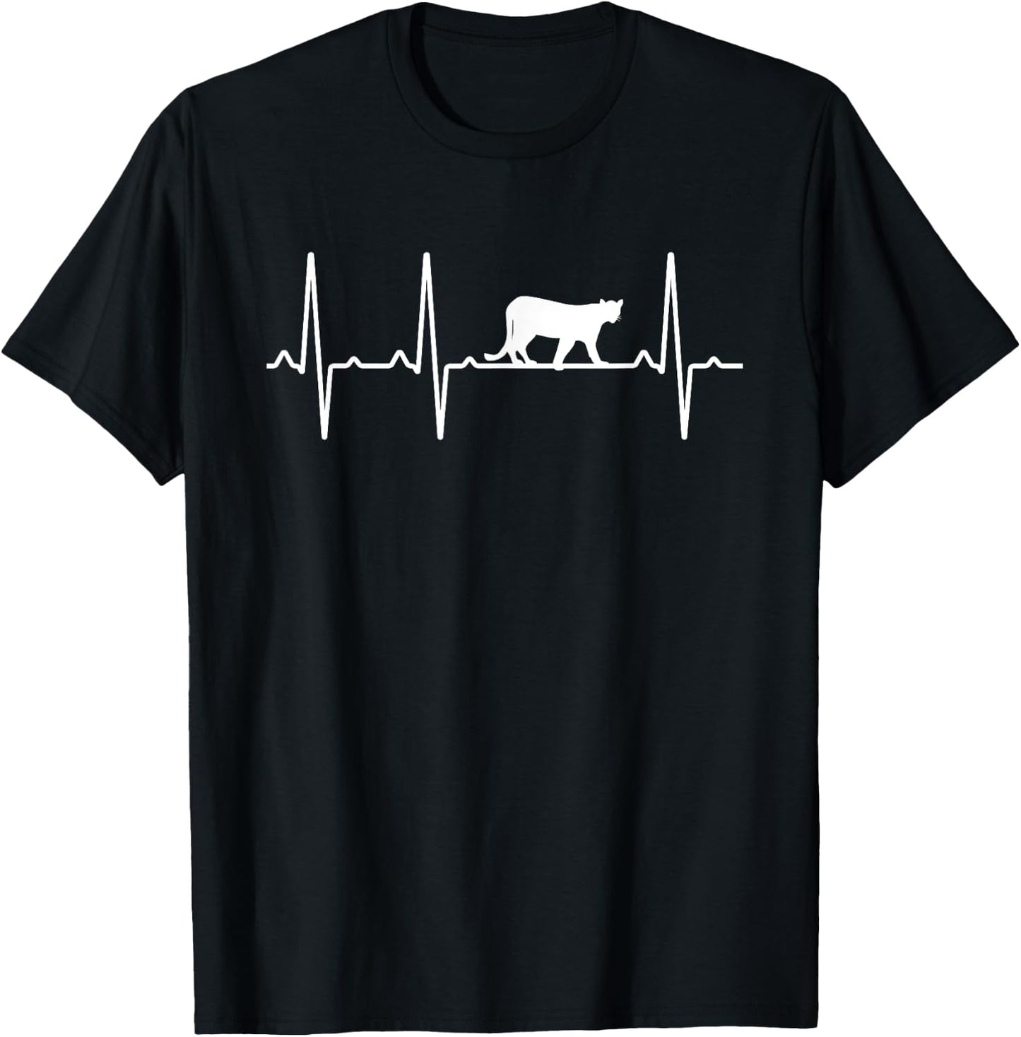 Cougar Heartbeat Gift Women Puma Animal Lover T-Shirt - T-Shirt | Black