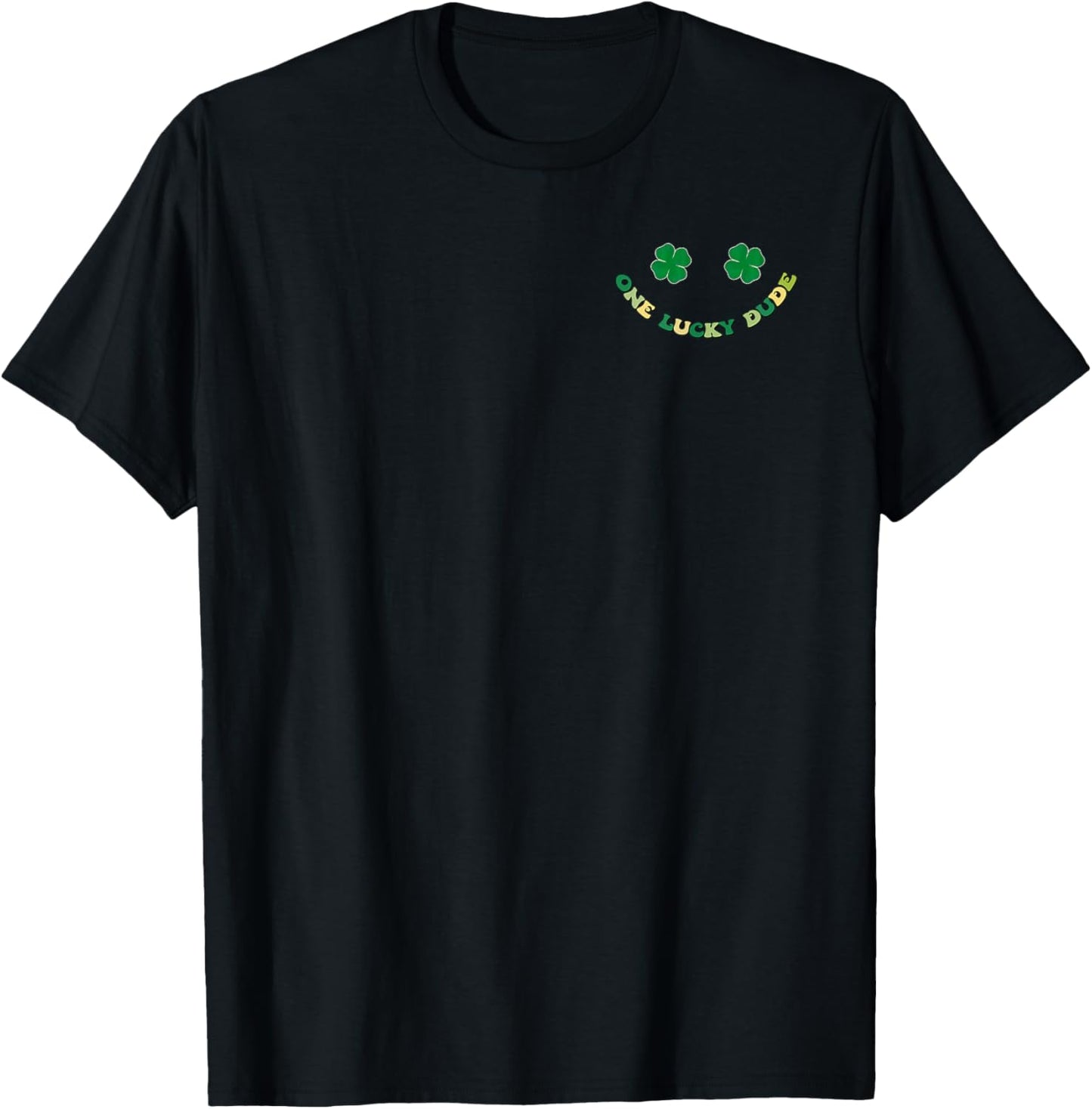 Retro One Lucky Dude St Patricks Day Shamrock Lucky Charm T-Shirt - T-Shirt | Black