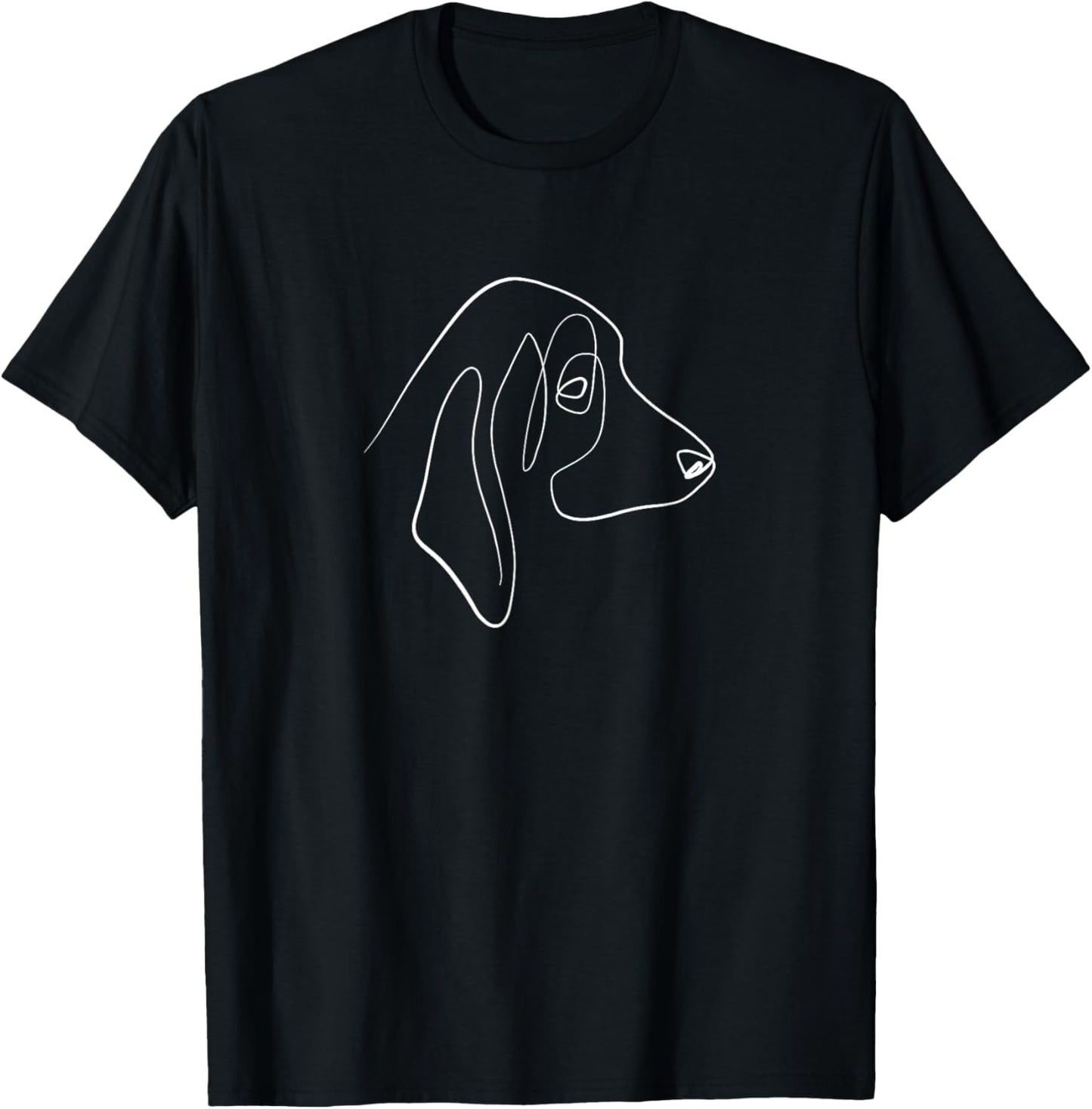 Dog Line Art Aesthetic Oneline One-Line Basset Hound T-Shirt - T-Shirt | Black