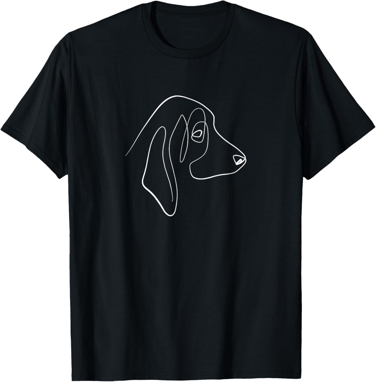 Dog Line Art Aesthetic Oneline One-Line Basset Hound T-Shirt - T-Shirt | Black