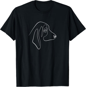 Dog Line Art Aesthetic Oneline One-Line Basset Hound T-Shirt - T-Shirt | Black