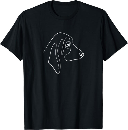 Dog Line Art Aesthetic Oneline One-Line Basset Hound T-Shirt - T-Shirt | Black