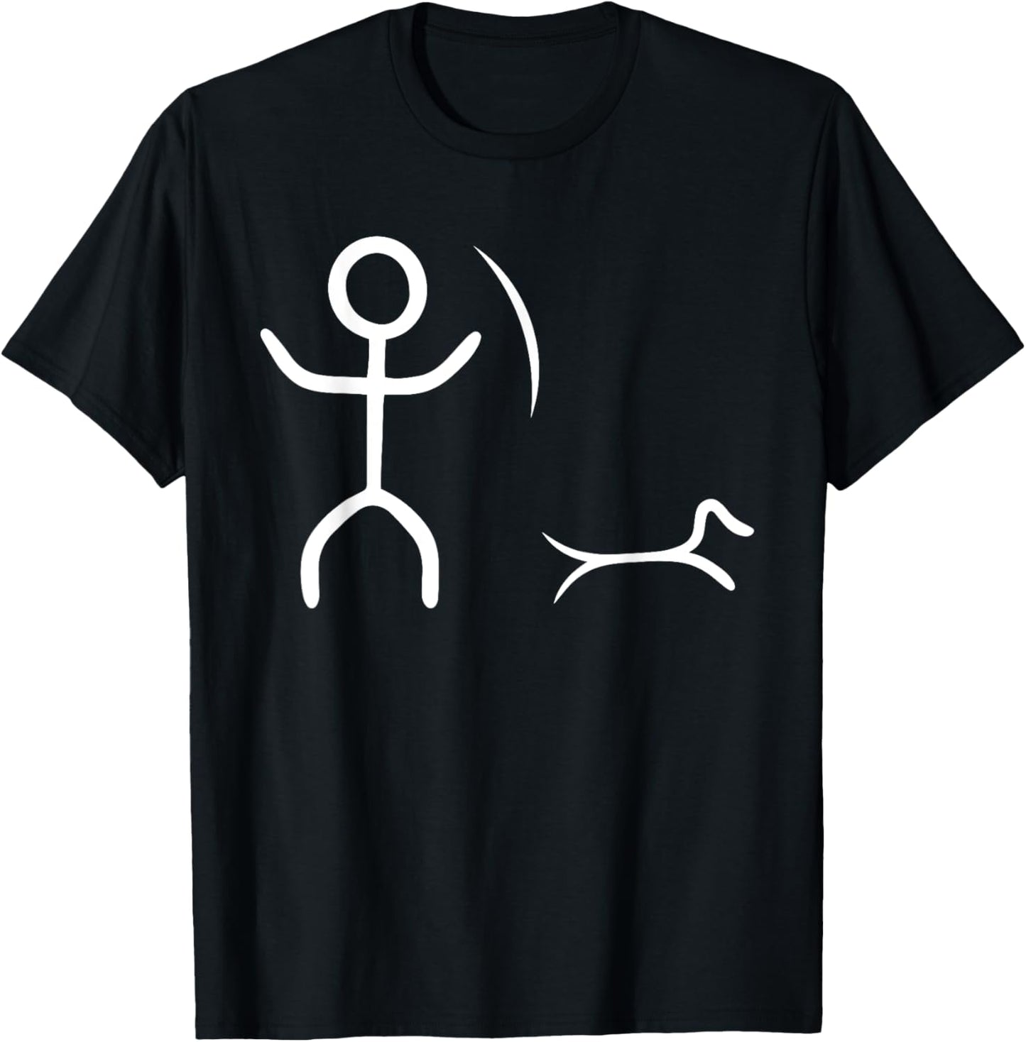 Stick-Man Fathers Day Hunter Outdoor Hunting Figure Dog T-Shirt - T-Shirt | Black
