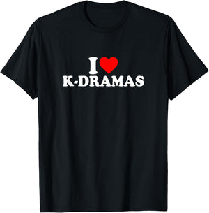 I Love Heart K-Dramas Korean Dramas Simple Cute Funny TV T-Shirt - T-Shirt | Black