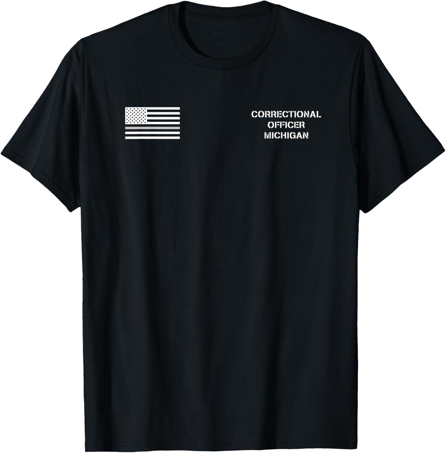 Michigan Correctional Officer Thin Gray Line Flag T-Shirt - T-Shirt | Black