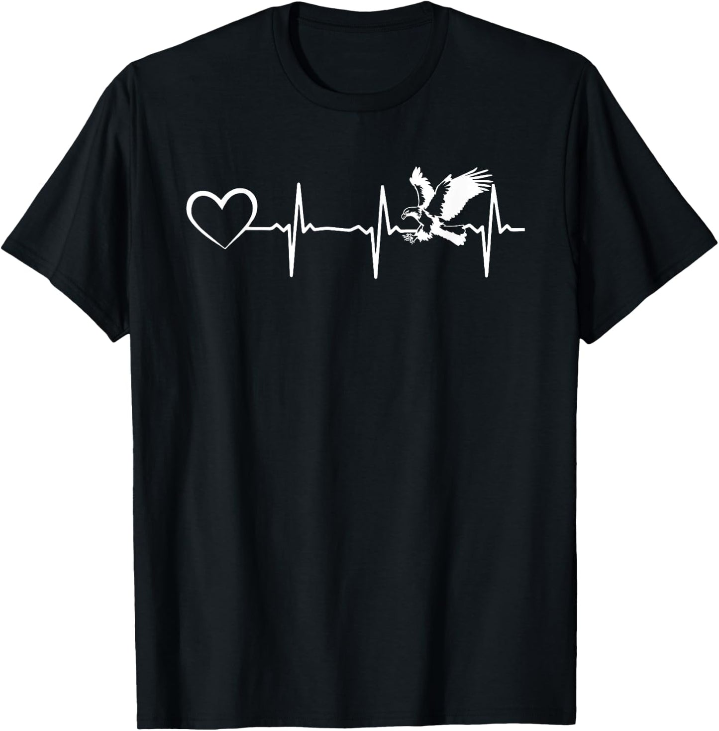 Eagle Heartline Heart Eagle Bird - Bald Eagle Heartbeat T-Shirt - T-Shirt | Black