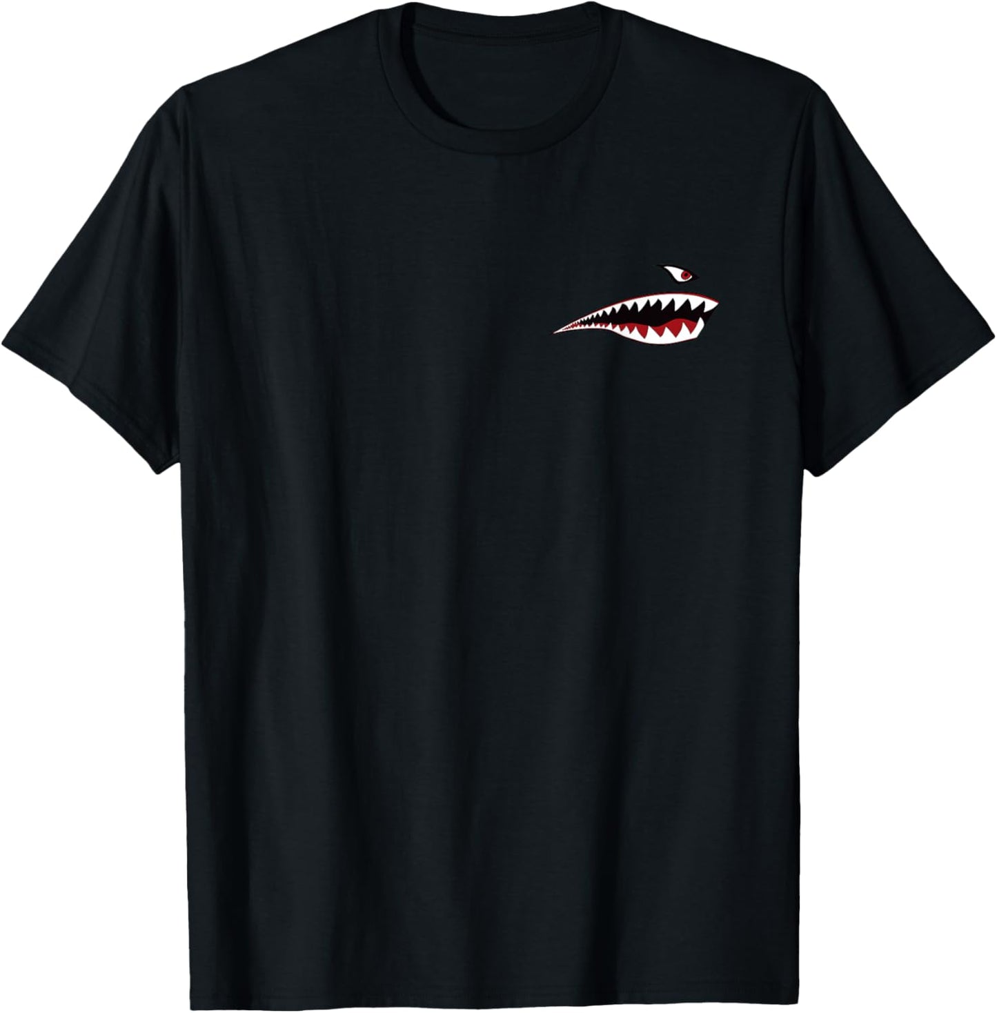 Shark Teeth Nose Art Warhawk P-40 A-10 Warthog War Plane T-Shirt - T-Shirt | Black