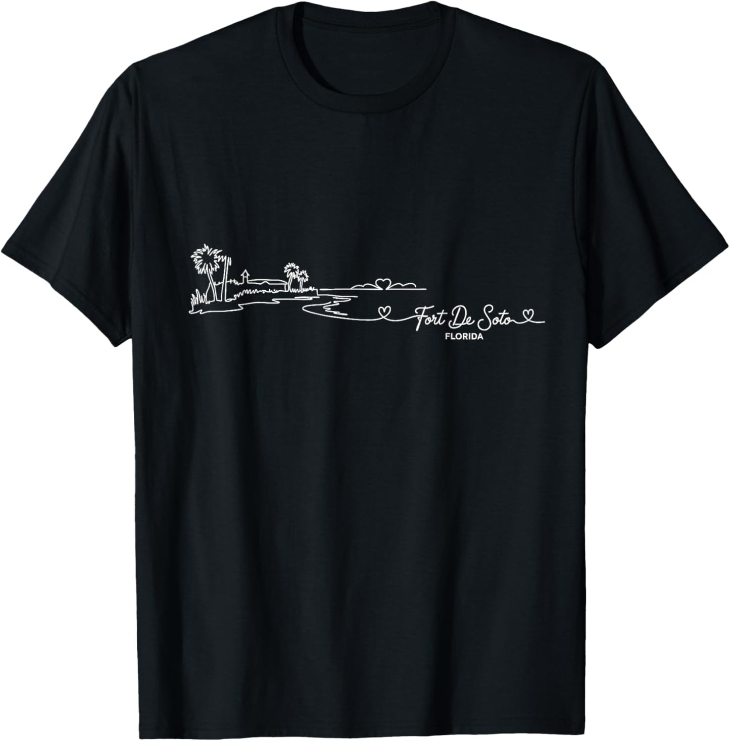 Fort De Soto, Florida Signature Heart Art - Beach Souvenir T-Shirt - T-Shirt | Black