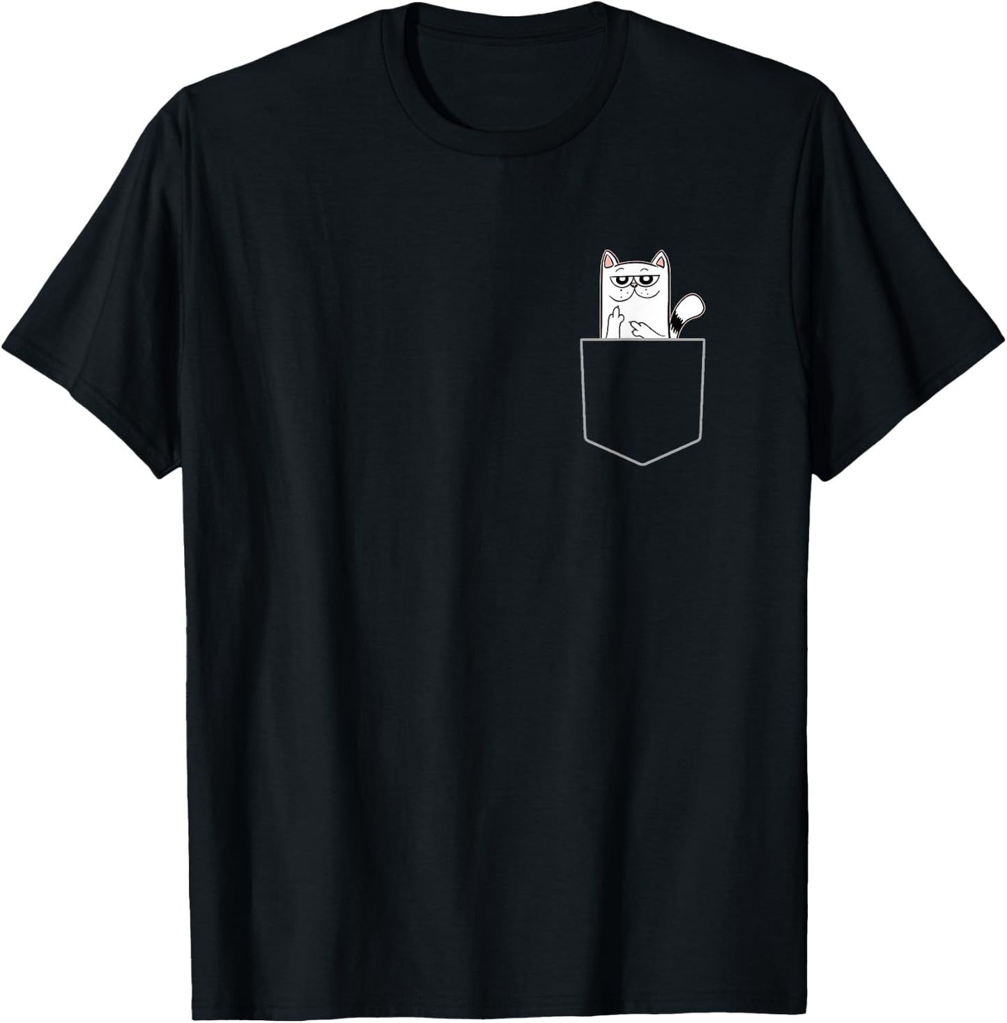 Cat in Pocket Giving the Finger Women T-Shirt - T-Shirt | Black