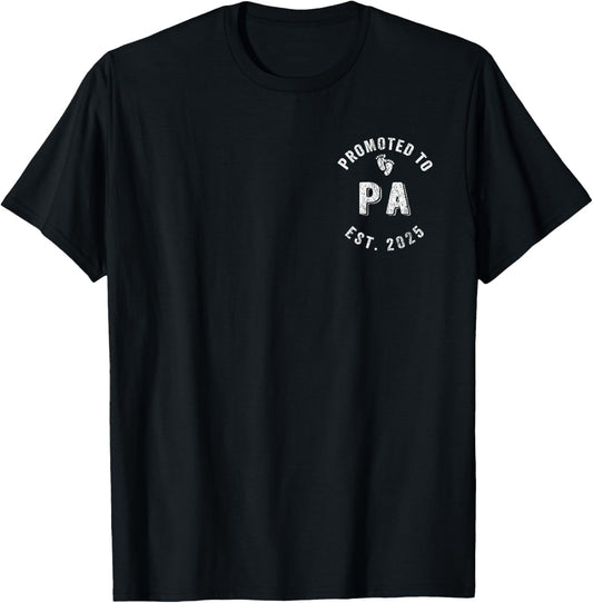 Promoted To Pa Est. 2025 First Time Grandpa T-Shirt - T-Shirt | Black