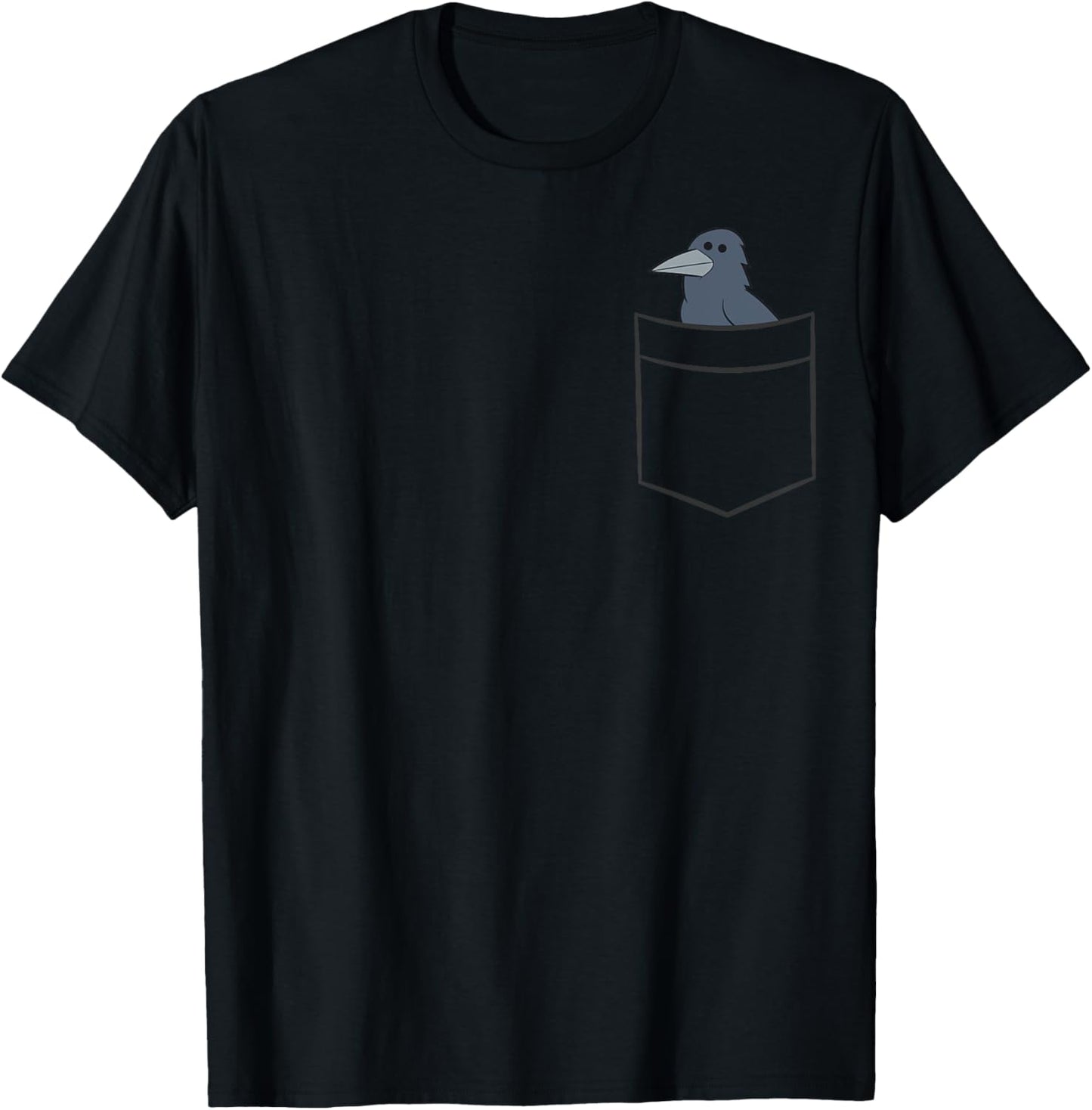 Crow Bird In The Pocket Cute Raven Crow T-Shirt - T-Shirt | Black