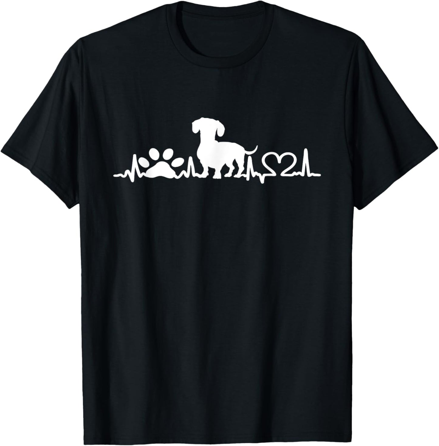 Dachshund Dog Owner Heartbeat - Pet Trainer Animal Lover Men Women Girls Kids T-Shirt - T-Shirt | Black