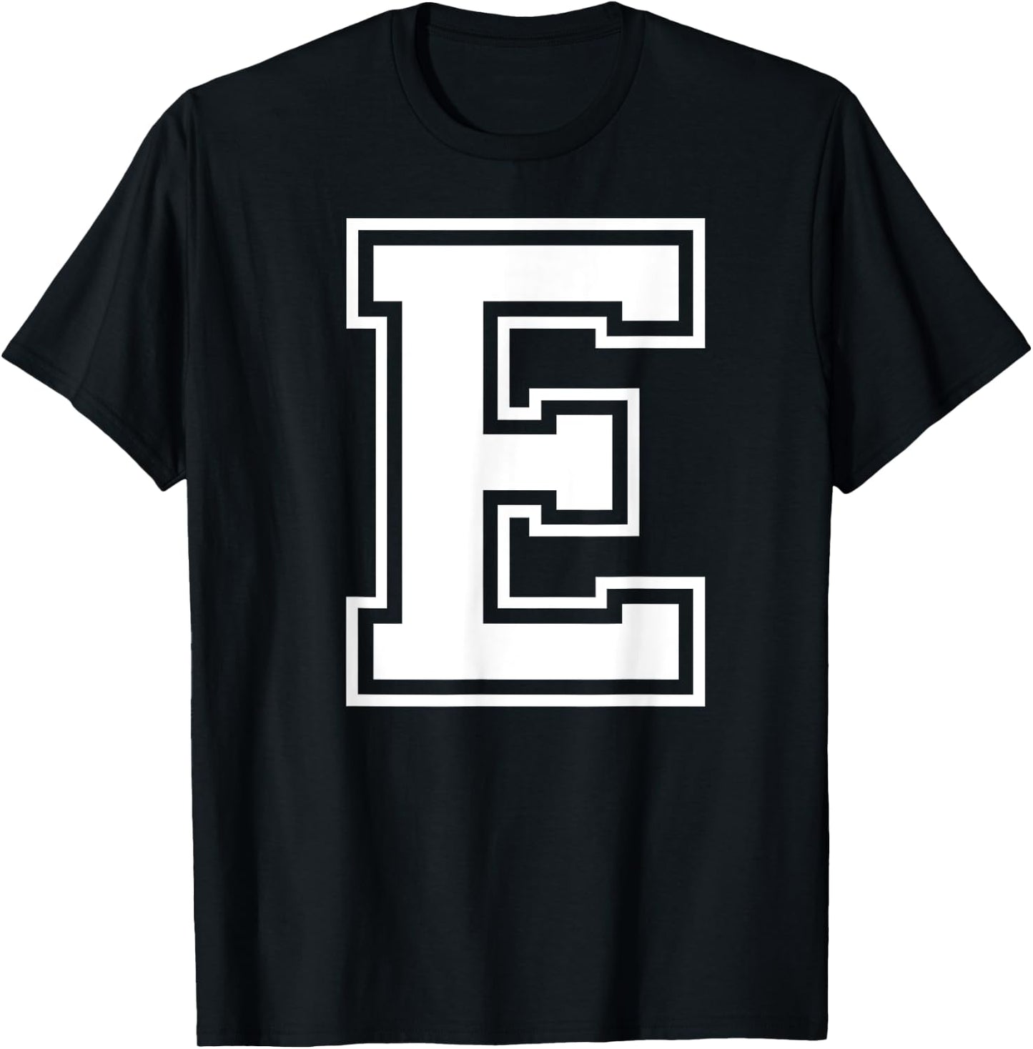 Letter E Capital Alphabet College Varsity Monogram Club T-Shirt - T-Shirt | Black