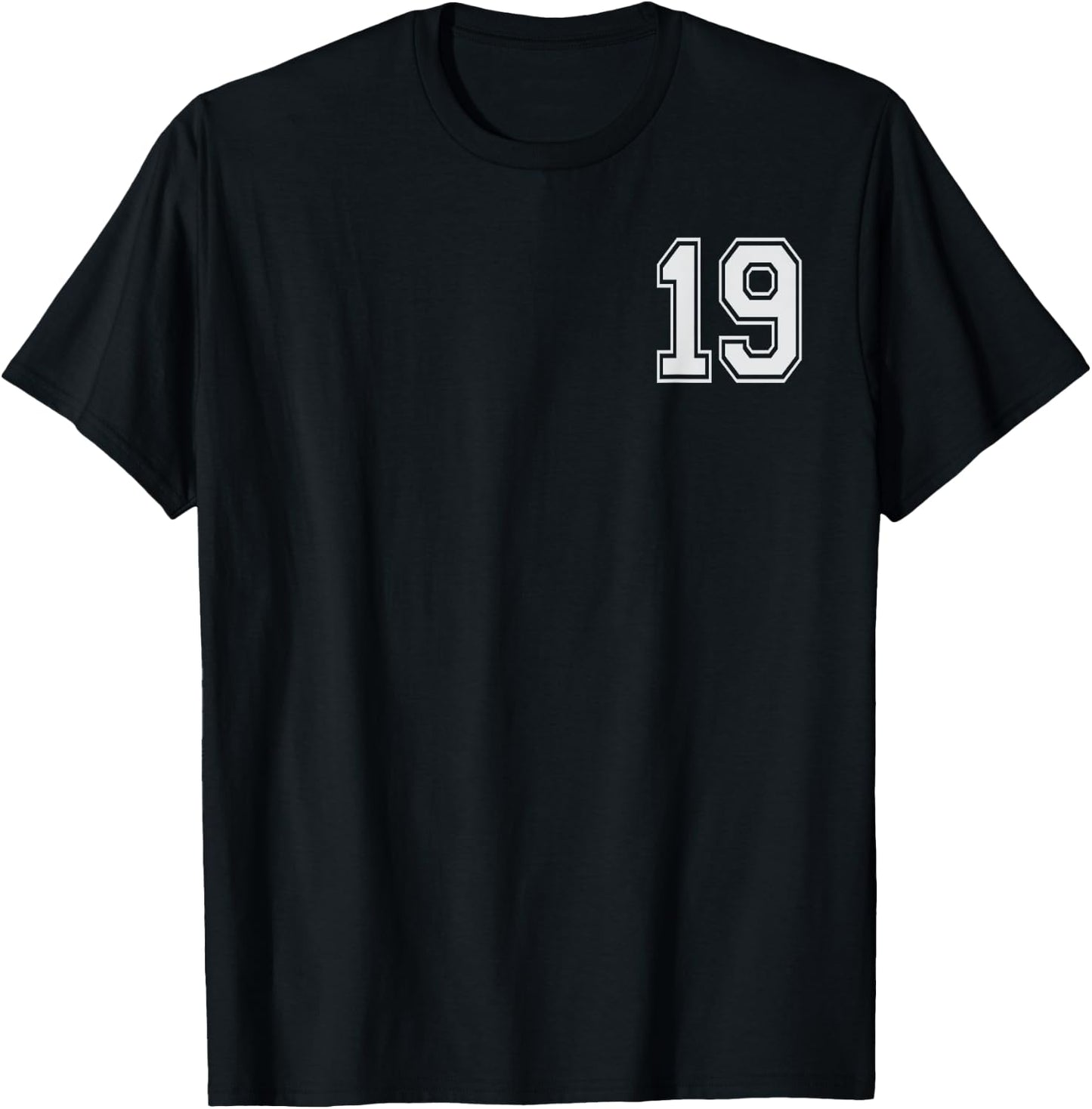 #19 Numbered Team Jerseys Shirt Big # on back Youth or Adult T-Shirt - T-Shirt | Black
