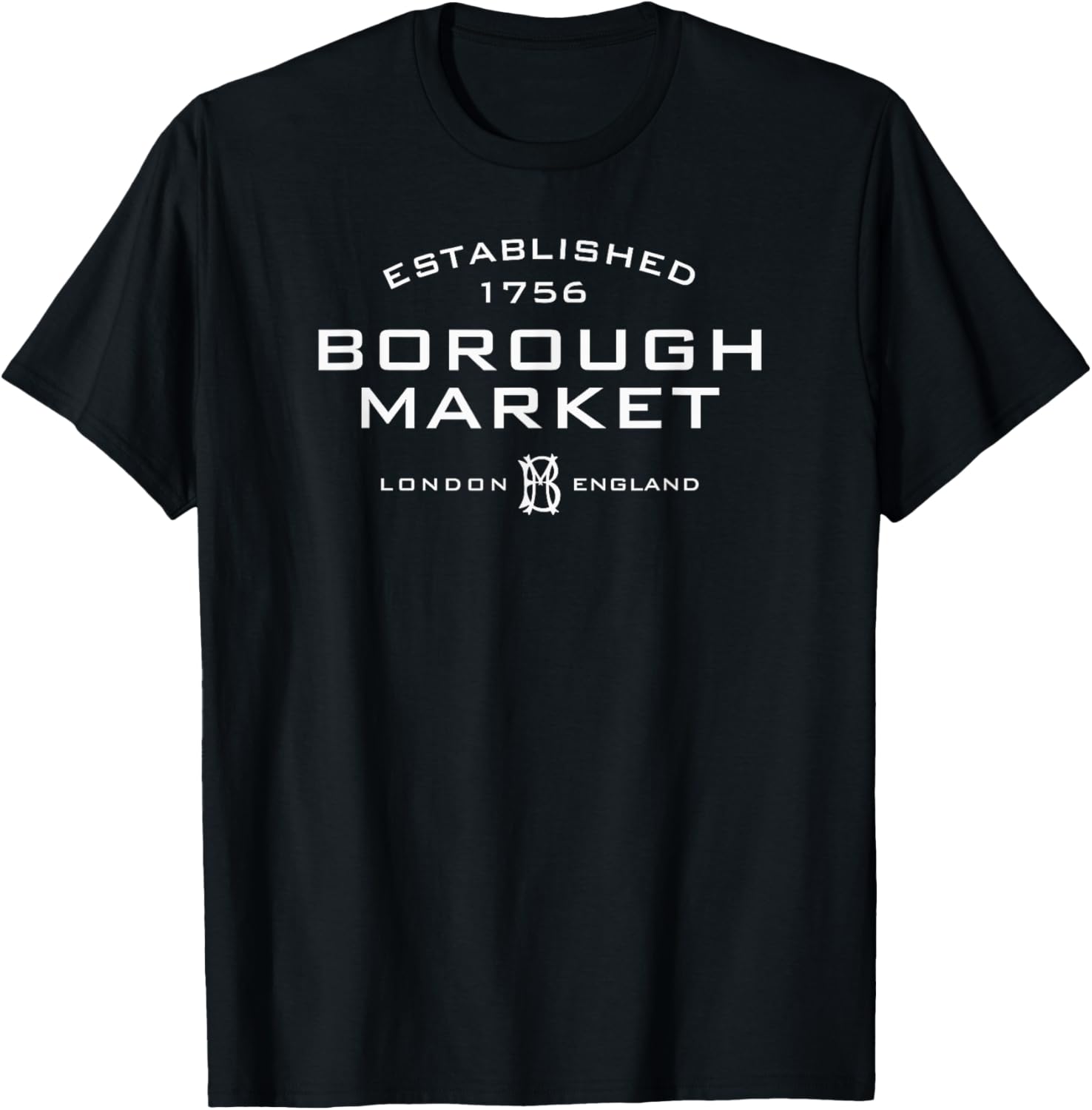 Borough Market London England Established 1756 White Print T-Shirt - T-Shirt | Black