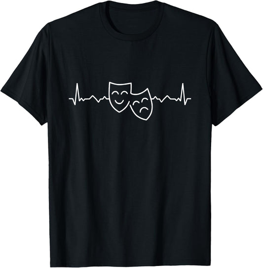 Heartbeat Theatre Drama Actor Musical Funny Thespian Gift T-Shirt - T-Shirt | Black