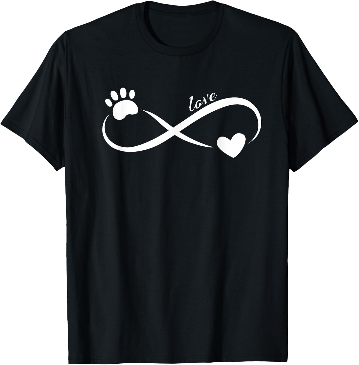 Paw and Heart Infinity love symbol ~Cute pet lover design T-Shirt - T-Shirt | Black
