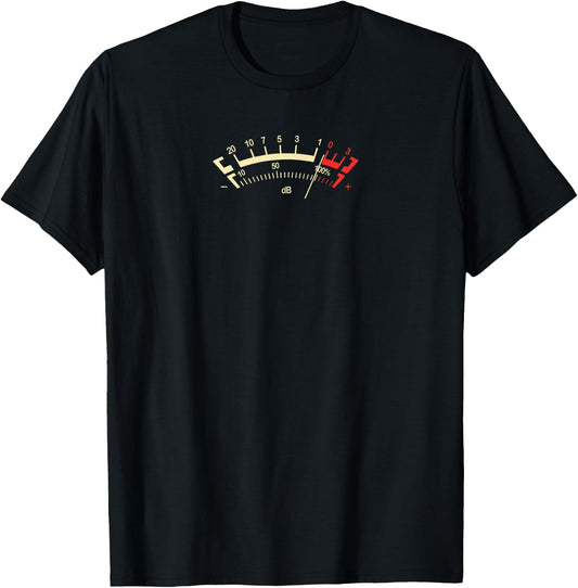 Retro dB Classic Analog Decibel Sound Power Meter Gauge Fun T-Shirt - T-Shirt | Black
