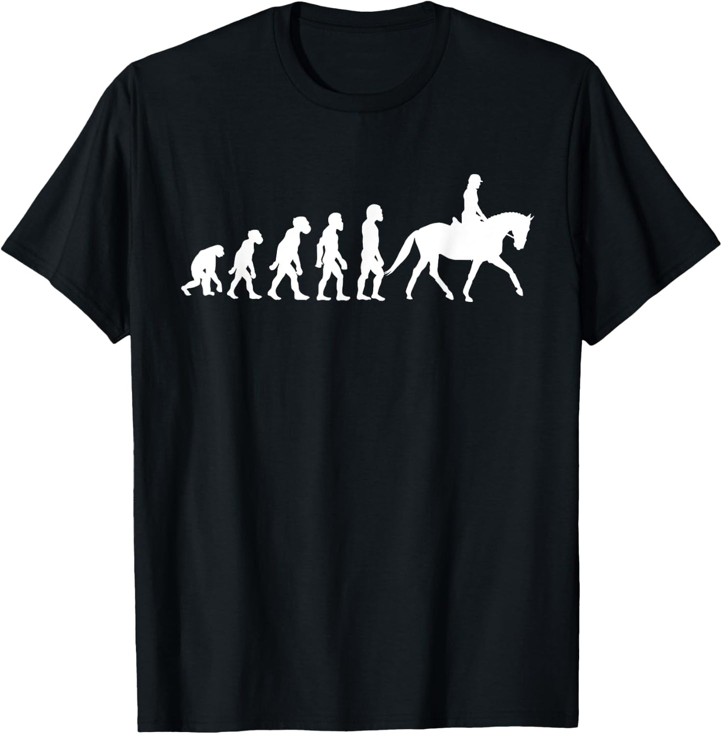 Funny Human Dressage Evolution Horseback Riding Equestrian T-Shirt - T-Shirt | Black