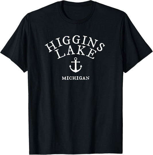 Higgins Lake Shirt, Michigan Lake Town T-Shirt - T-Shirt | Black