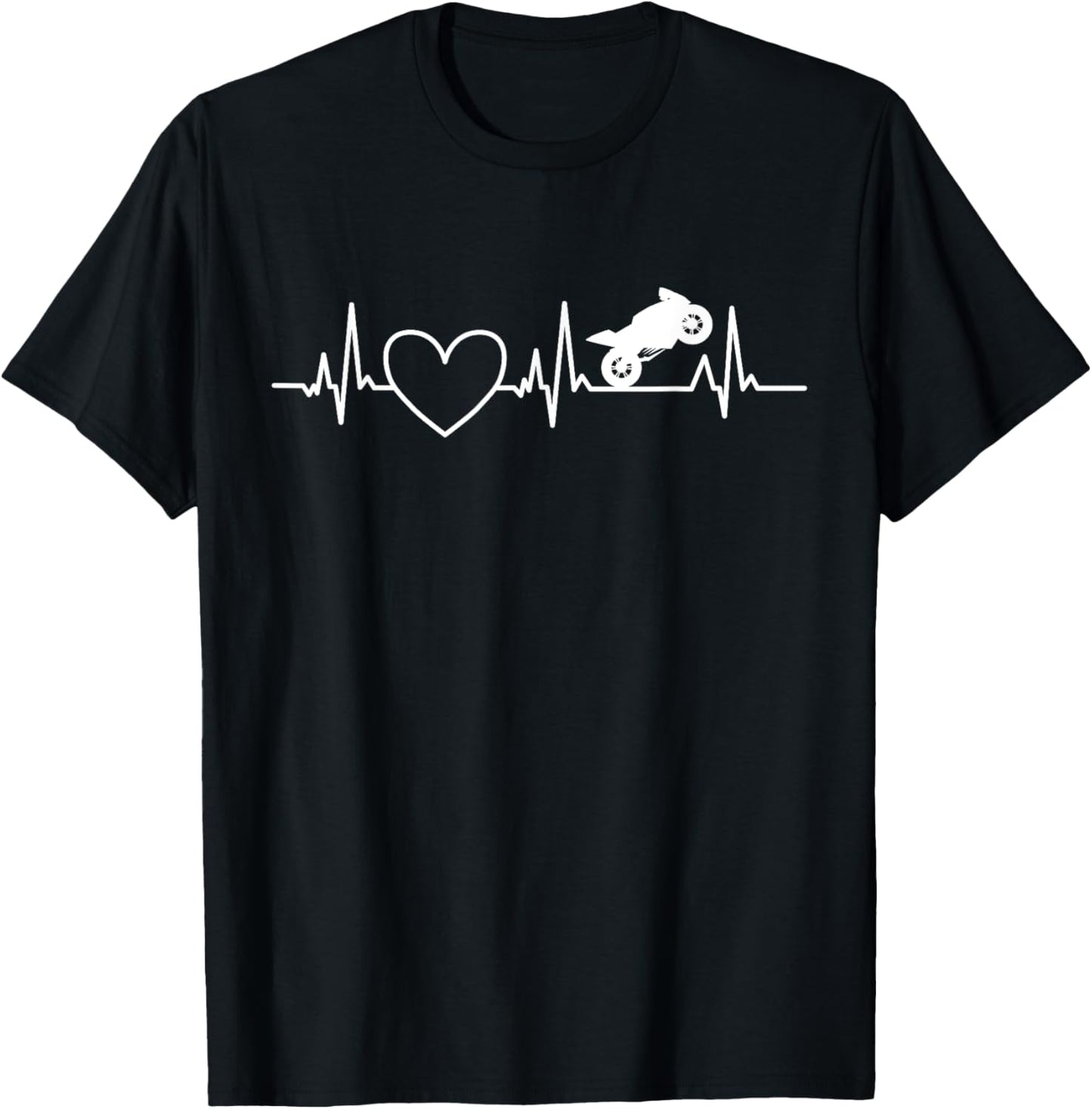 Motorcycle Heartbeat Design Women Funny Biker Riding T-Shirt - T-Shirt | Black