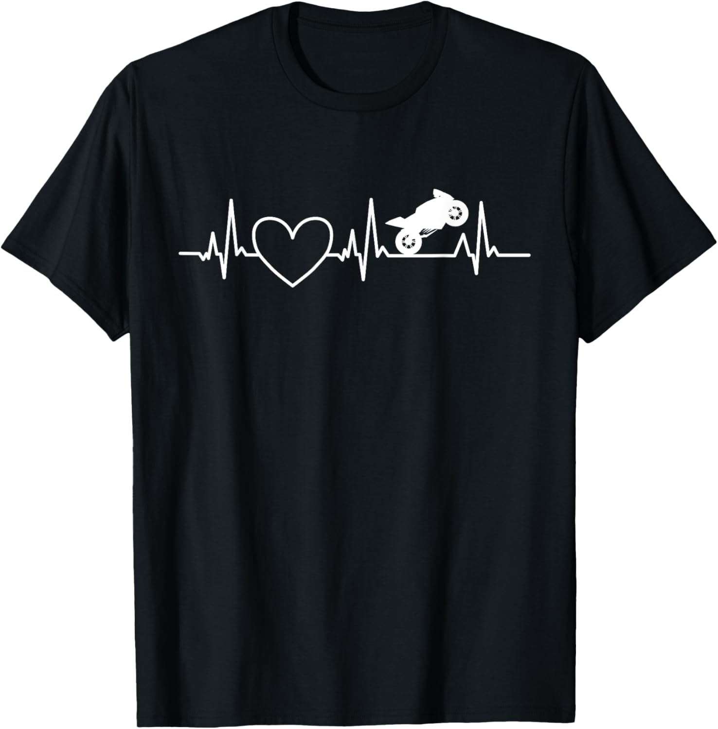 Motorcycle Heartbeat Design Women Funny Biker Riding T-Shirt - T-Shirt | Black