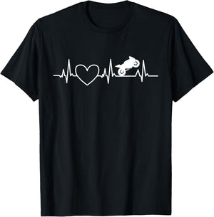 Motorcycle Heartbeat Design Women Funny Biker Riding T-Shirt - T-Shirt | Black