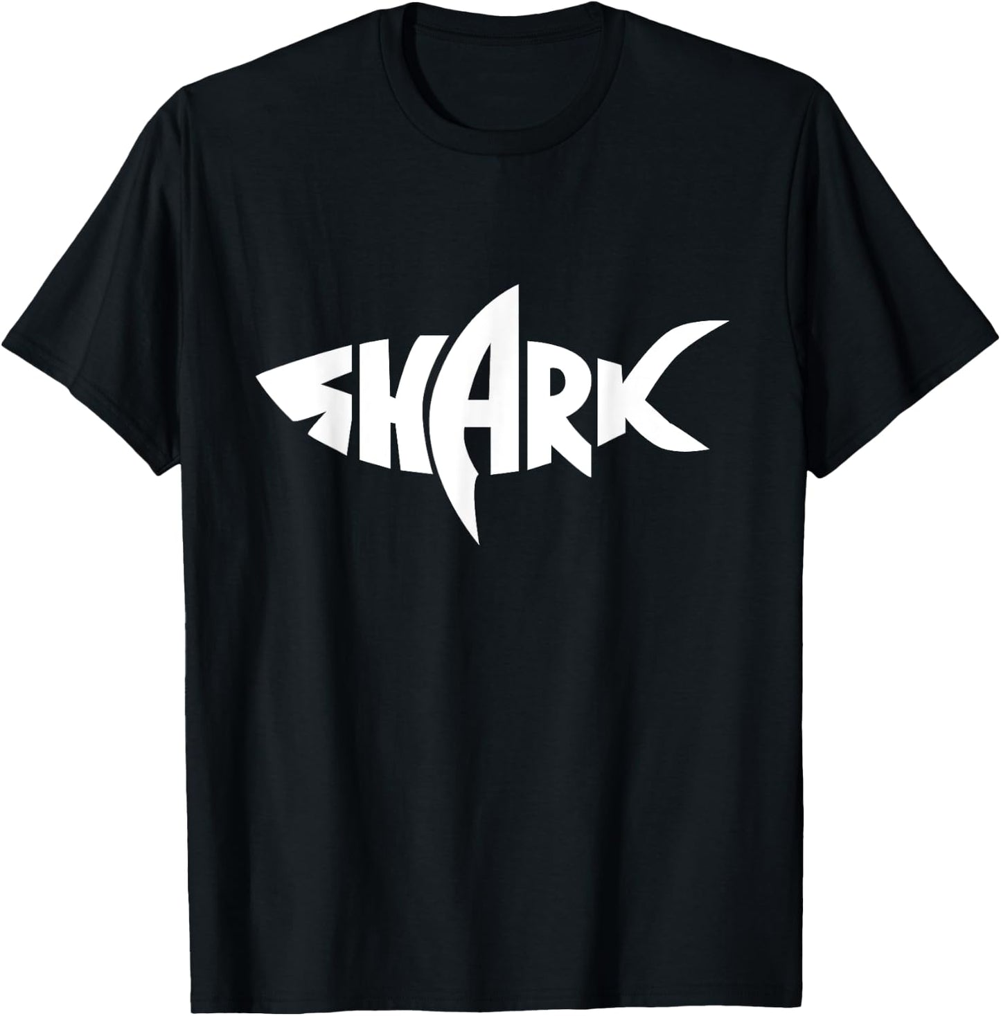 Shark – Bold Word Art Minimal Design T-Shirt - T-Shirt | Black