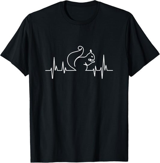 Heartbeat Squirrel T-Shirt - T-Shirt | Black