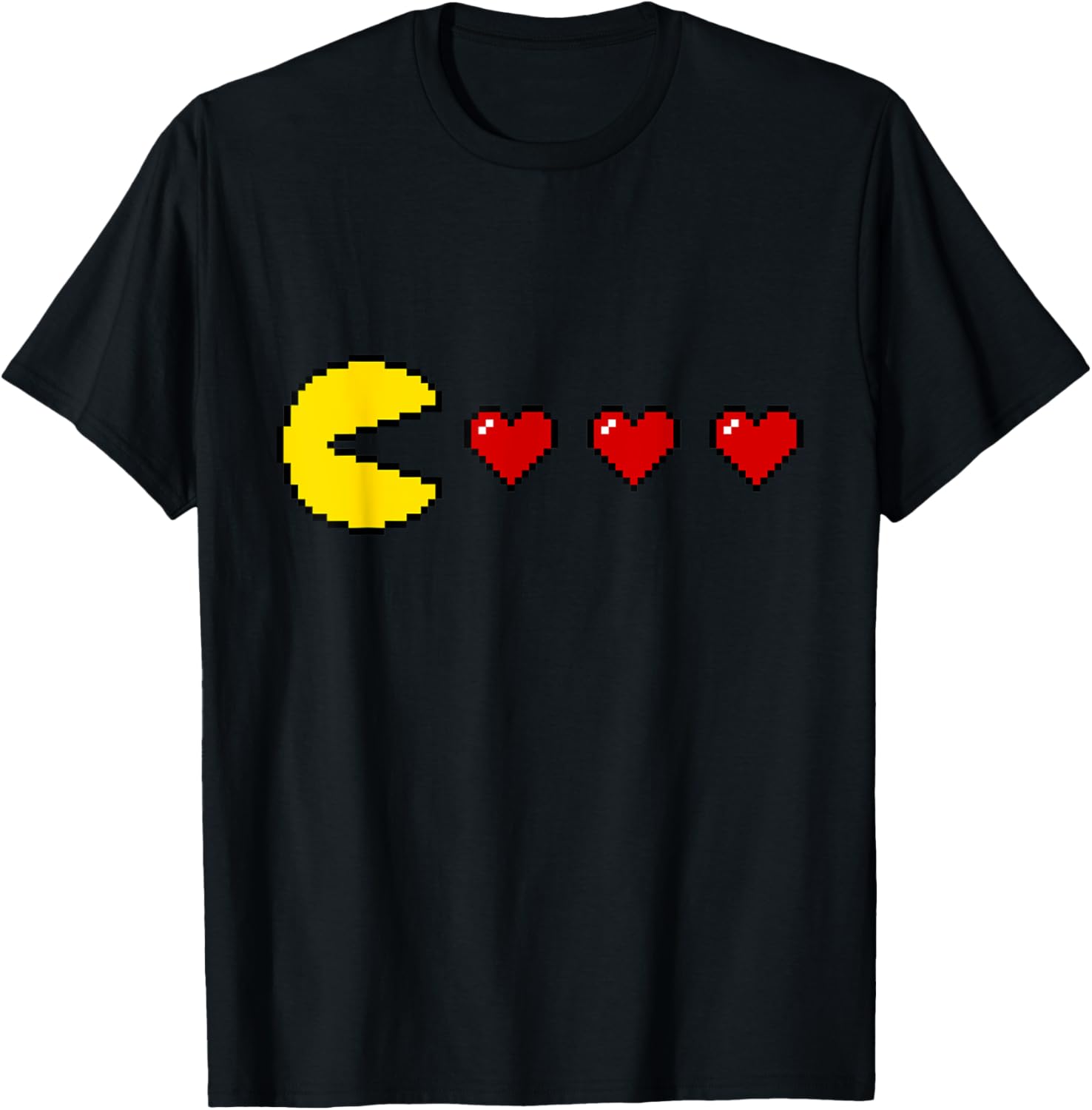Funny Classic 80s Retro Arcade 8-bit Game Valentine Heart T-Shirt - T-Shirt | Black