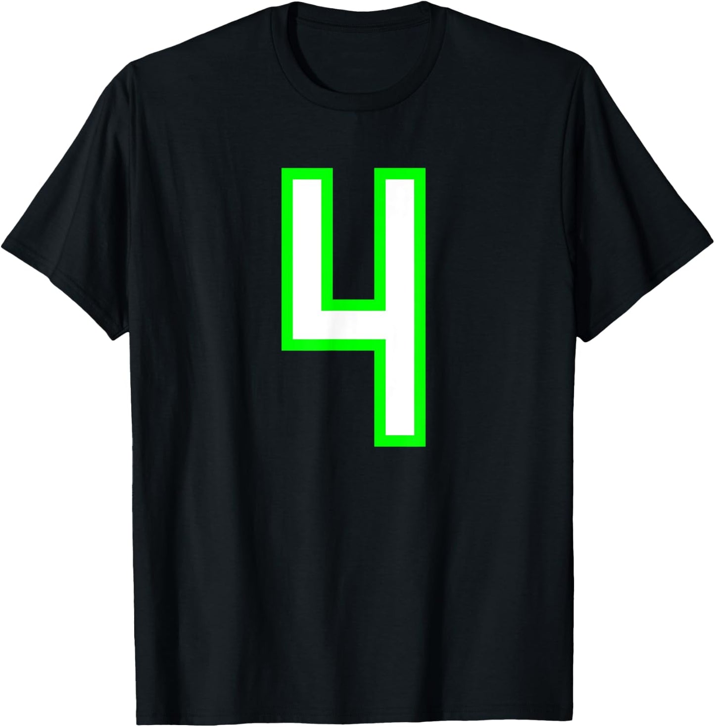Sports Team Jersey #4 White Lime Jersey Number 4 T-Shirt - T-Shirt | Black