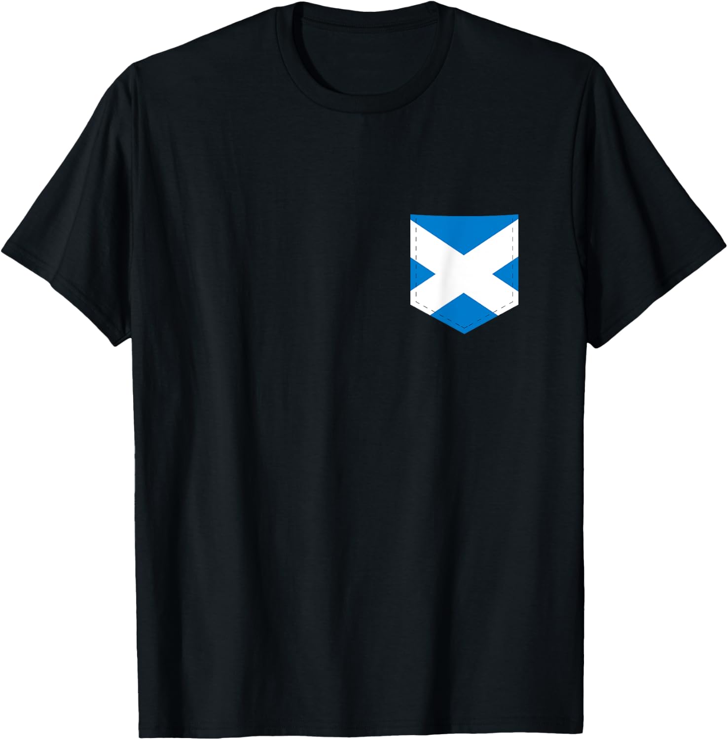 Scotland Flag with Printed Scot Flag Pocket T-Shirt - T-Shirt | Black