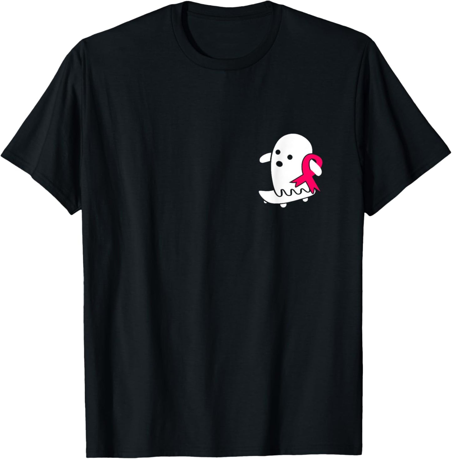 Breast Cancer Ghost Halloween Pink Breast Cancer Awareness T-Shirt - T-Shirt | Black