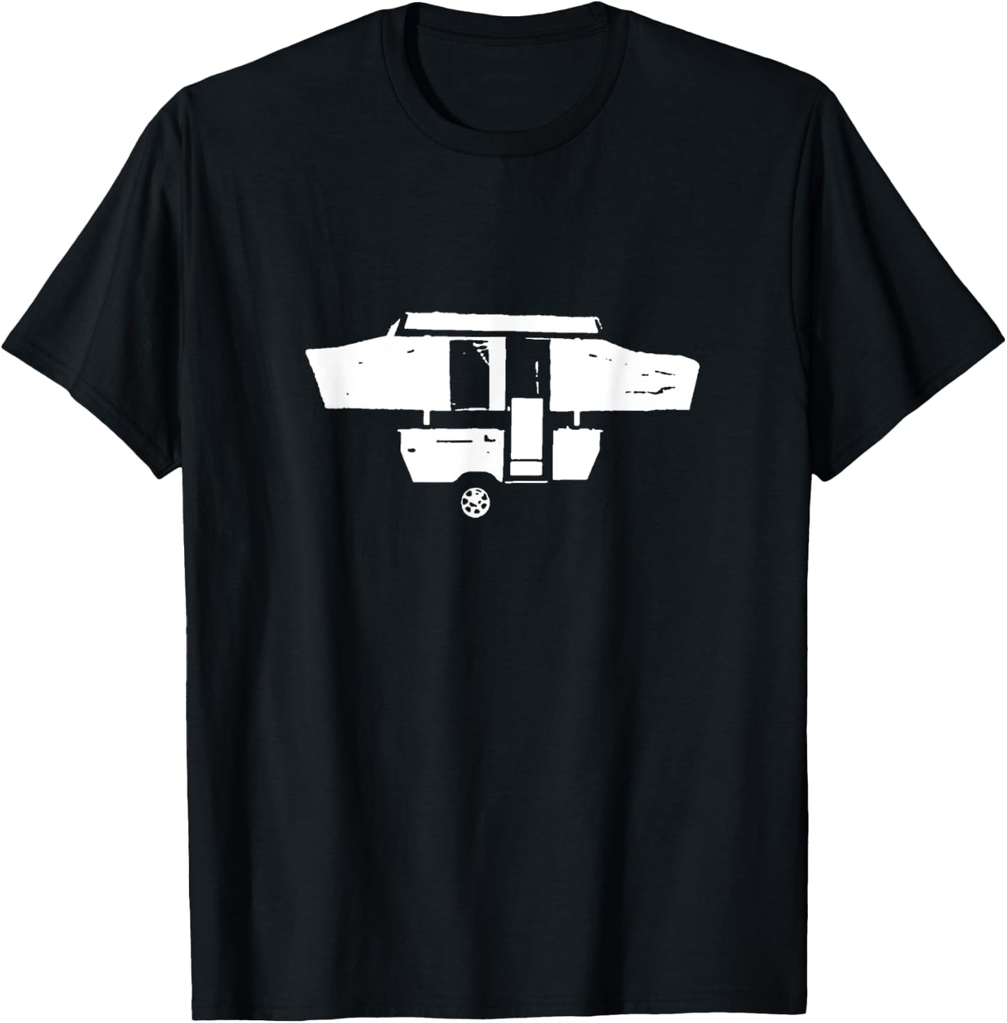 Distressed Pop-Up Camper Silhouette T-Shirt - T-Shirt | Black
