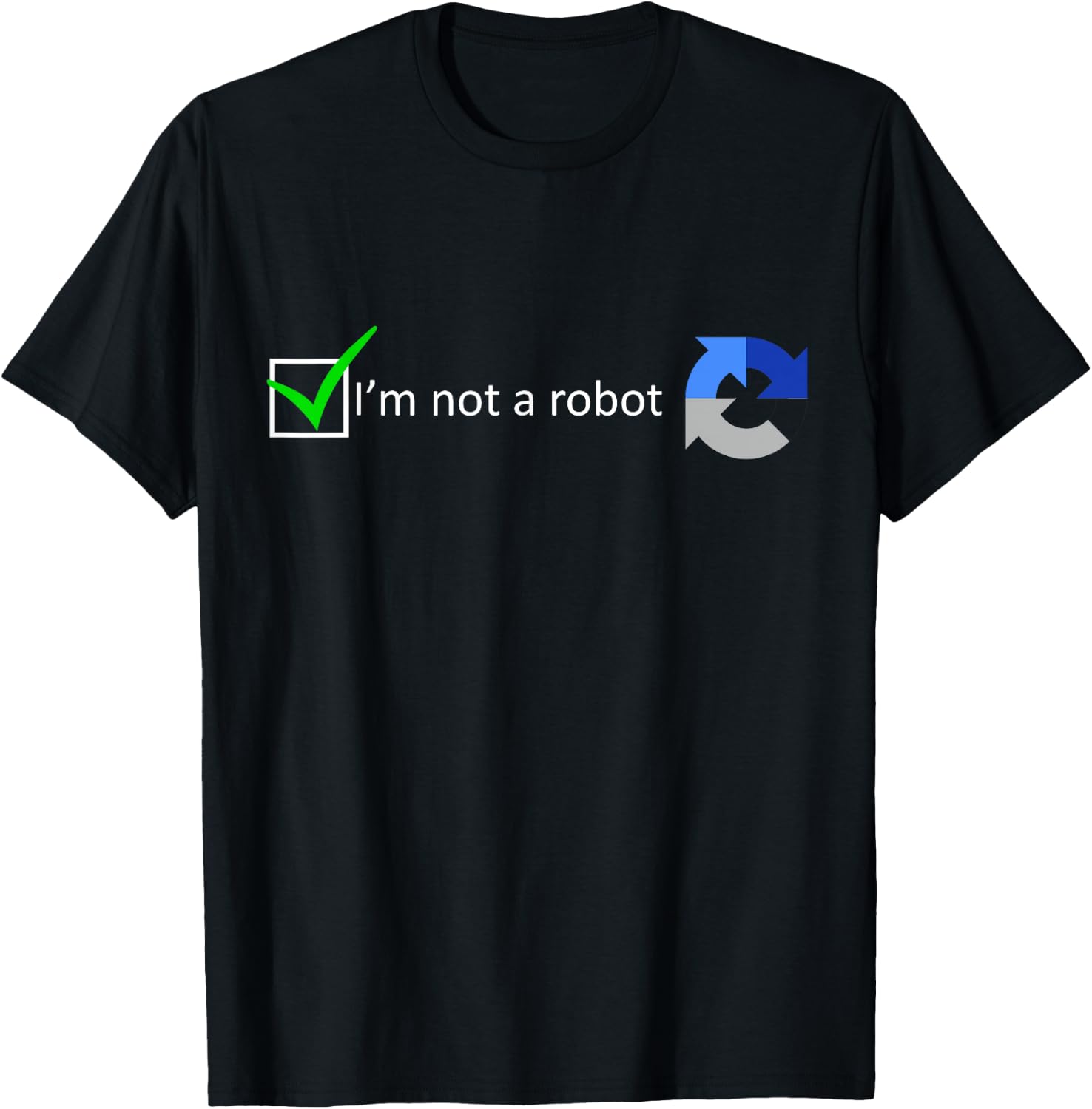 MathWare -Adults Black - Funny Nerdy I'm not a Robot test - Short Sleeve - Modern Classic - Robot Theme - Gaming, Coding - Letter Print - Embroidery - Size: Small T-Shirt - T-Shirt | Black