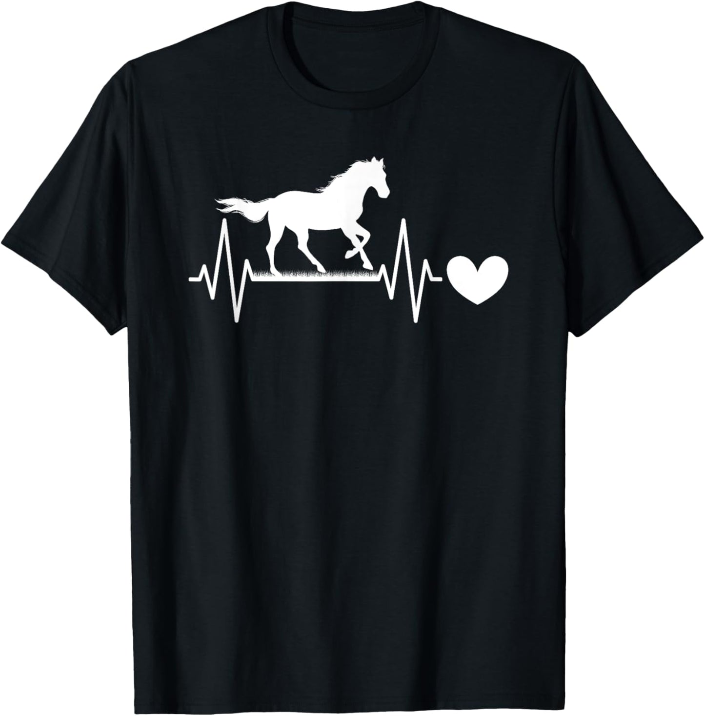 Cute Horse Lover Horseback Riding Heartbeat Horse T-Shirt - T-Shirt | Black