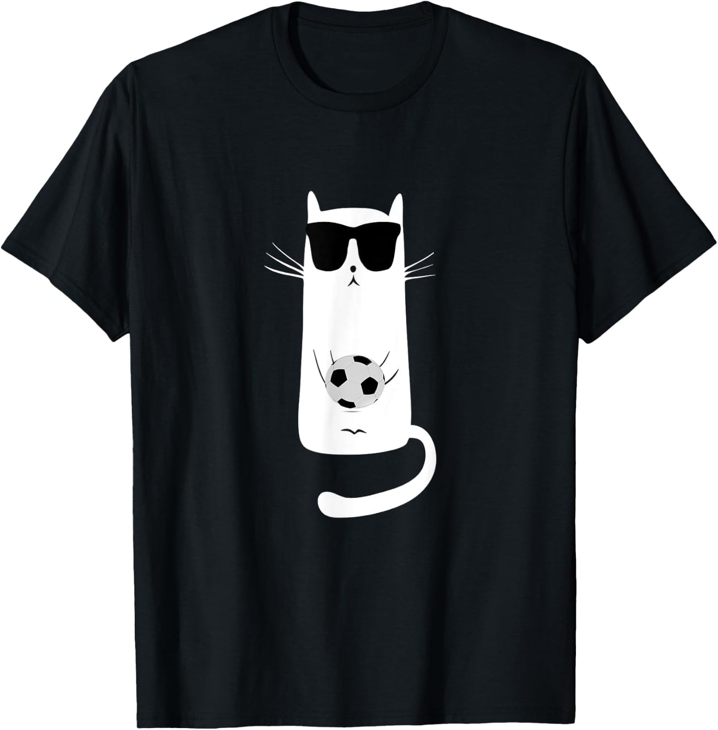 Funny Cat Wearing Sunglasses Playing Soccer Football T-Shirt - T-Shirt | Black