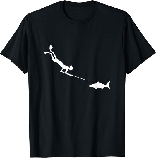 Spearfisher And Fish Underwater Fishing Spearfisher Gift T-Shirt - T-Shirt | Black