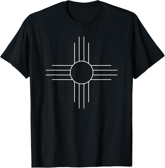 Zia Symbol New Mexico State Flag Banner Sun First Nation T-Shirt - T-Shirt | Black