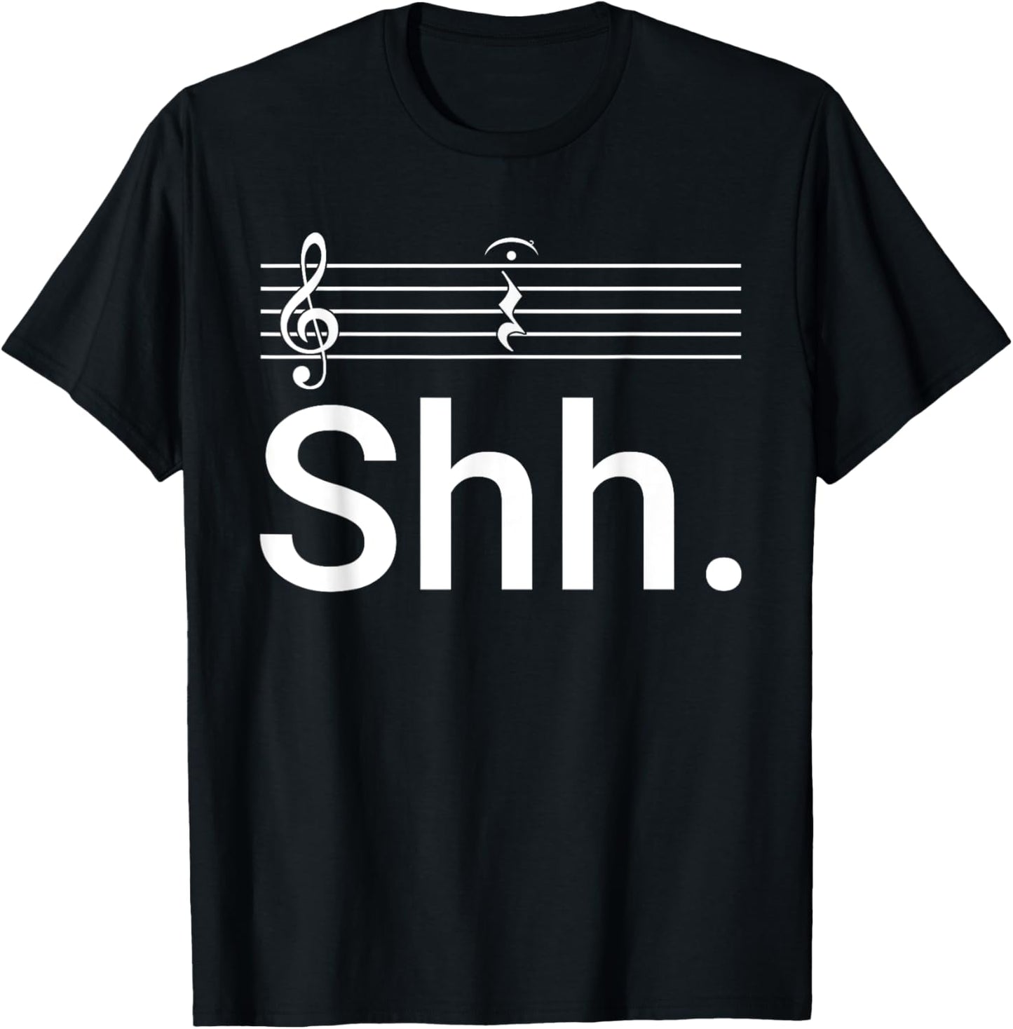 Funny Music Notes Shh Quarter Fermata Teacher Men Women Kids T-Shirt - T-Shirt | Black
