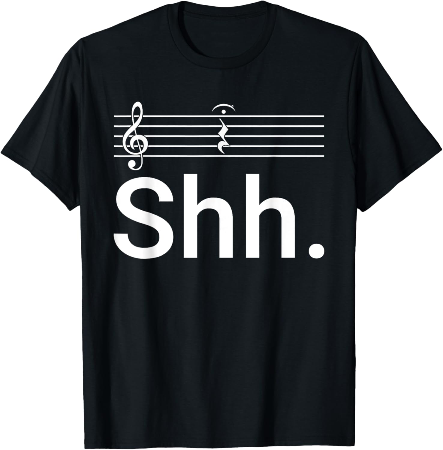 Funny Music Notes Shh Quarter Fermata Teacher Men Women Kids T-Shirt - T-Shirt | Black