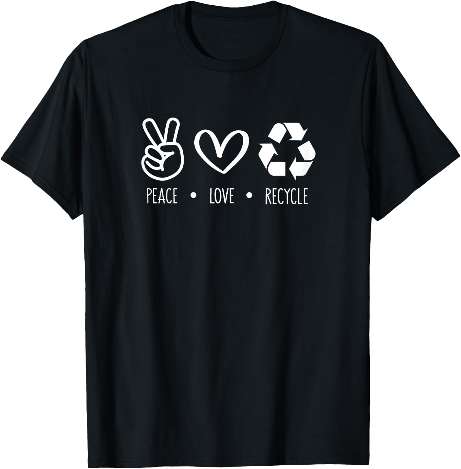 Recycle Earth Day Teacher Teens Recycling Peace Love Recycle Women Girls Kids T-Shirt - T-Shirt | Black